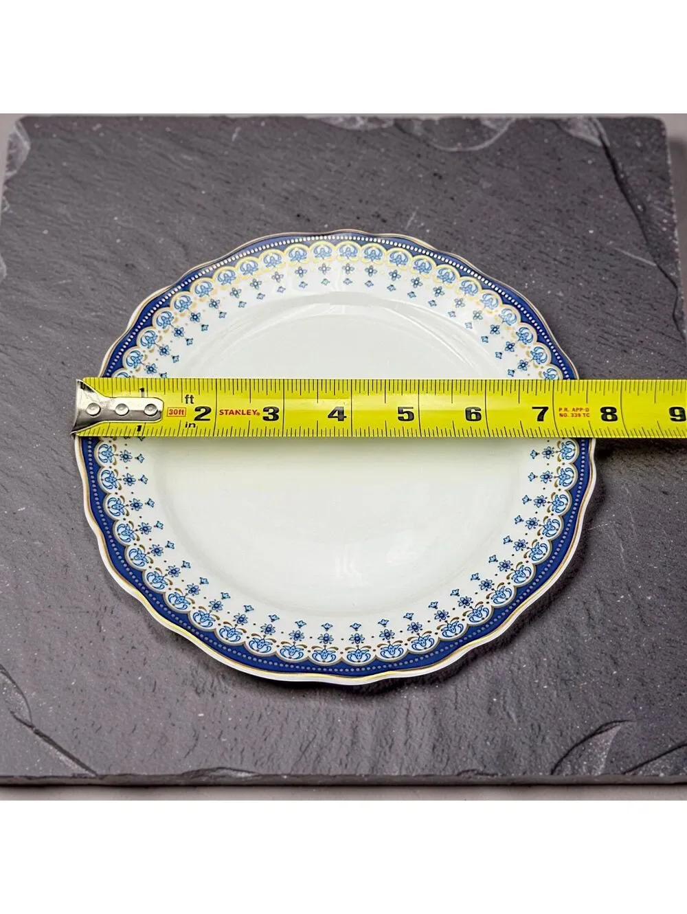 Rare Vintage Hutschenreuther Amesbury Germany Blue Gold Porcelain Plate 8
